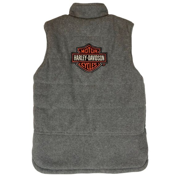 Harley-Davidson Womens Reversible Insulated Vest Size M Gray/Black Embroidered - Picture 1 of 10
